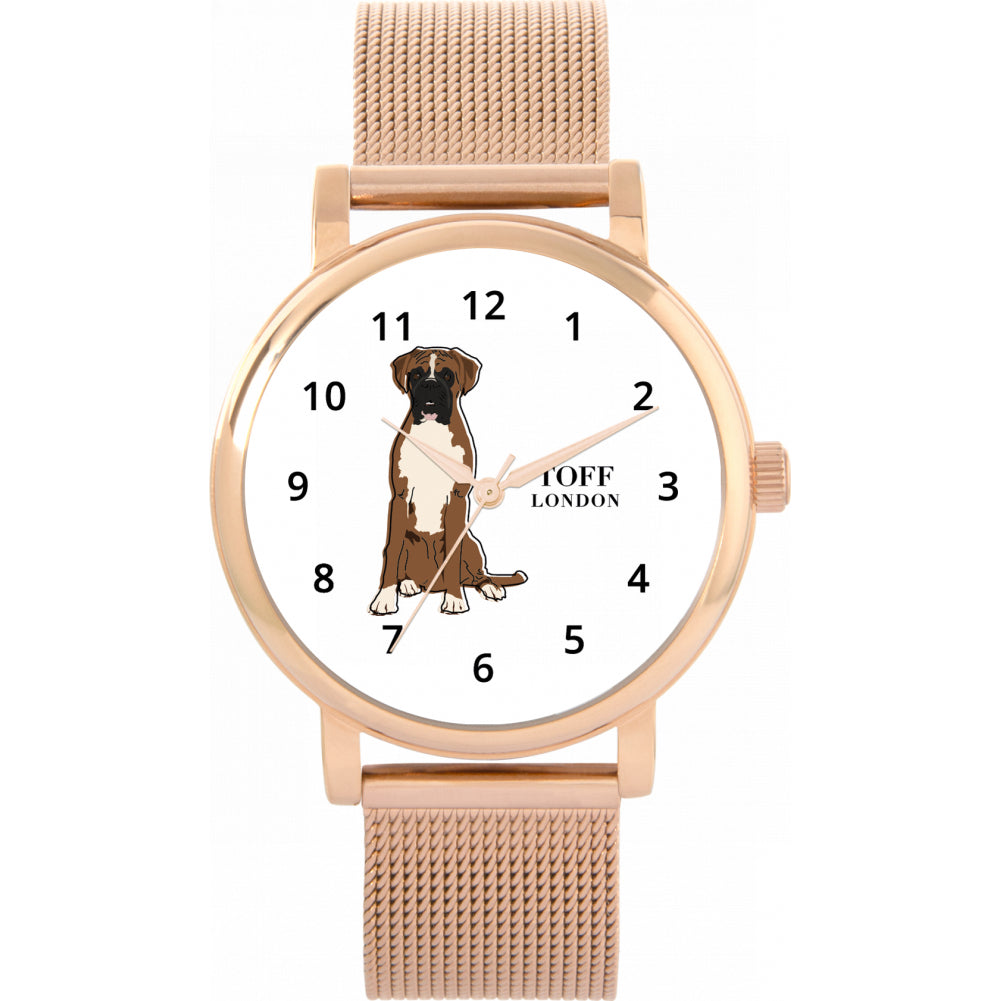 Ladies Brown And White Boxer Dog Watch