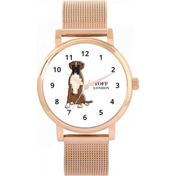 Ladies Brown And White Boxer Dog Watch