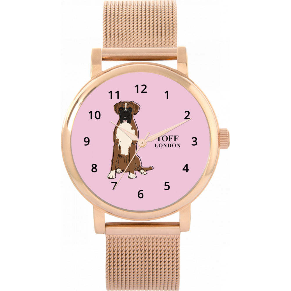 Ladies Brown And White Boxer Dog Watch