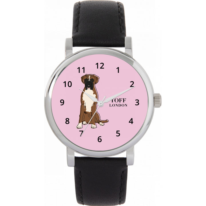Ladies Brown And White Boxer Dog Watch