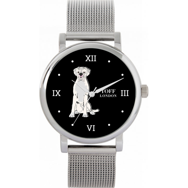 Ladies White Boxer Dog Watch