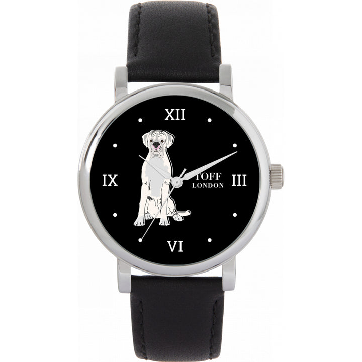 Ladies White Boxer Dog Watch