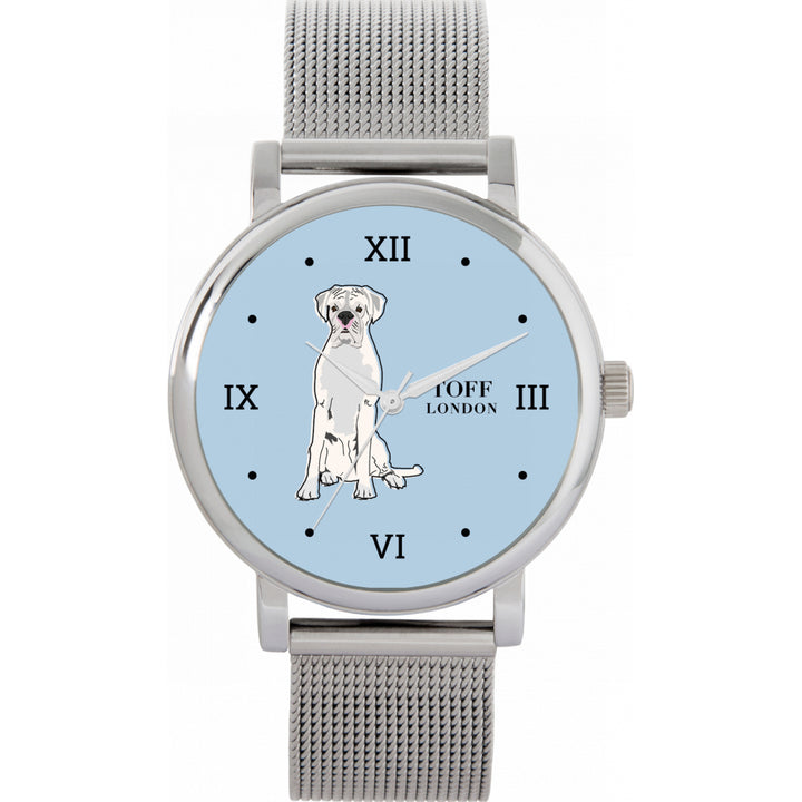 Ladies White Boxer Dog Watch