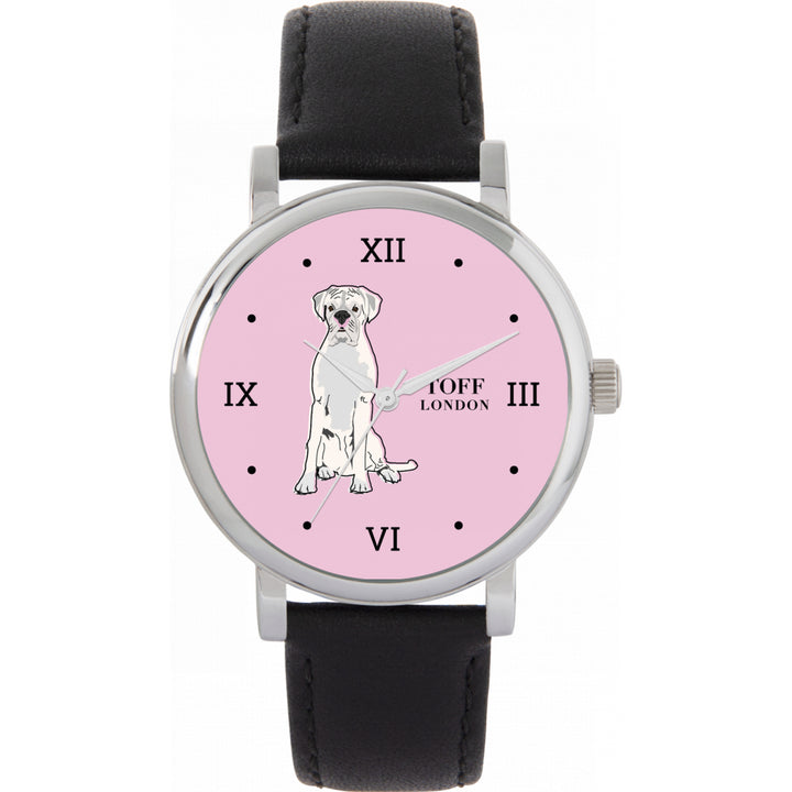 Ladies White Boxer Dog Watch