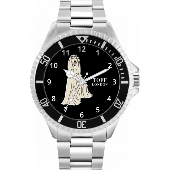 Mens White Afghan Hound Dog Watch