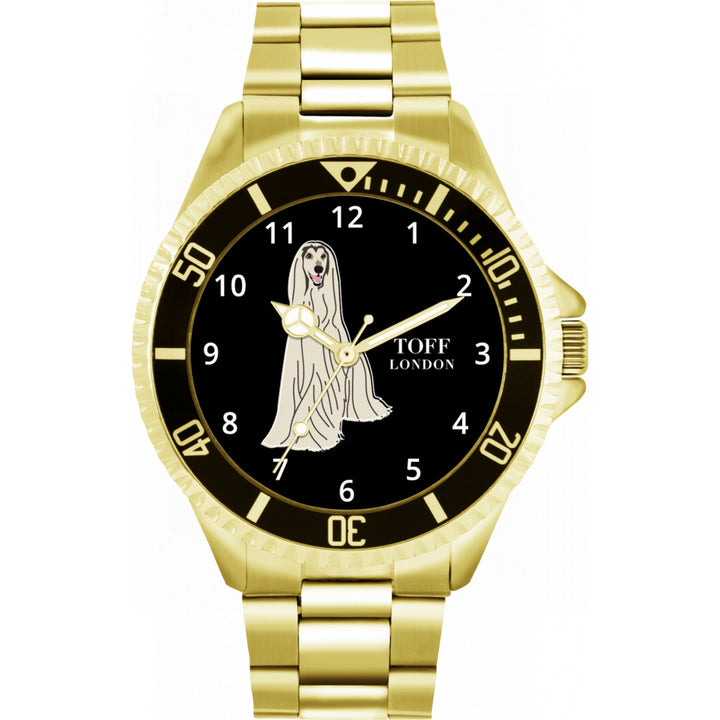 Mens White Afghan Hound Dog Watch