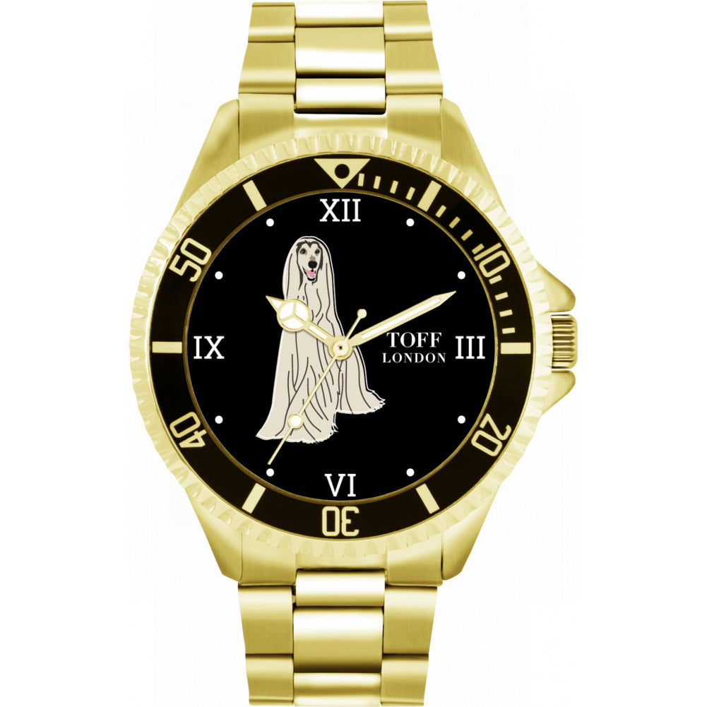 Mens White Afghan Hound Dog Watch