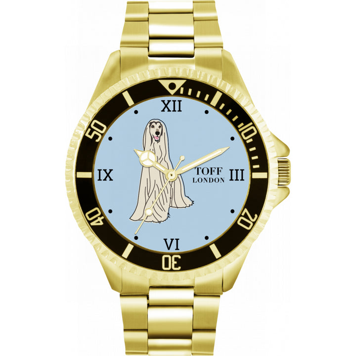 Mens White Afghan Hound Dog Watch