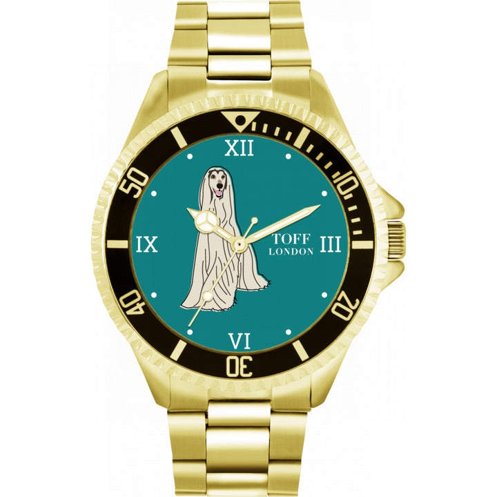 Mens White Afghan Hound Dog Watch
