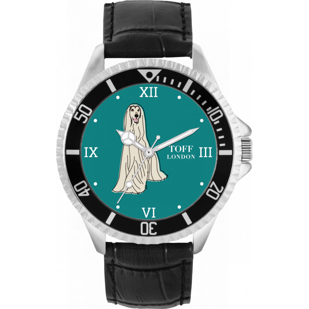 Mens White Afghan Hound Dog Watch