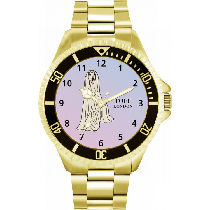 Mens White Afghan Hound Dog Watch
