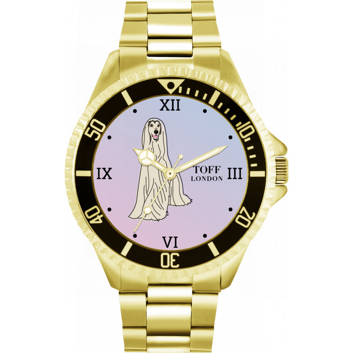 Mens White Afghan Hound Dog Watch