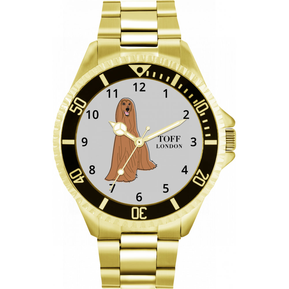 Mens Brown Afghan Hound Dog Watch