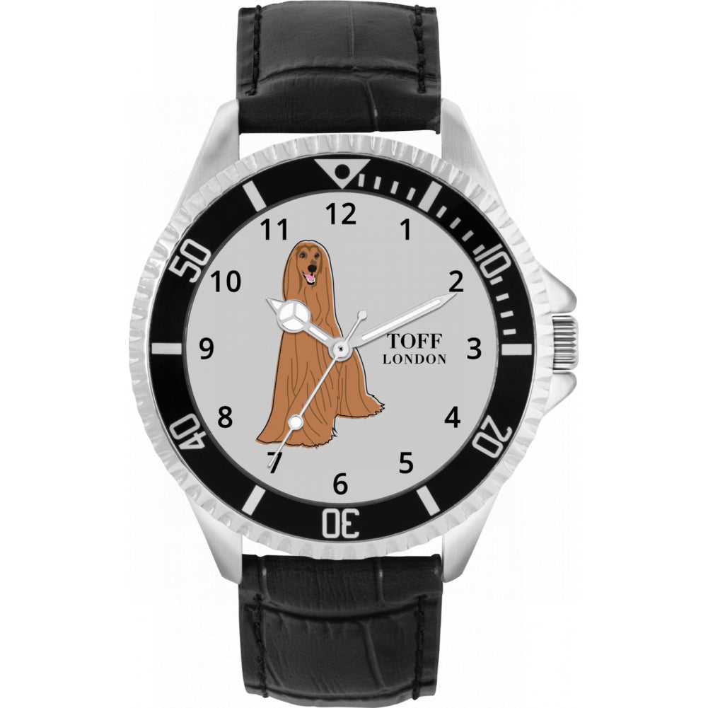 Mens Brown Afghan Hound Dog Watch