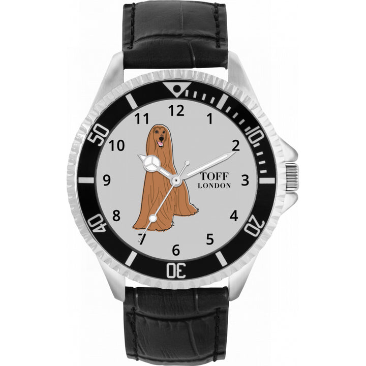 Mens Brown Afghan Hound Dog Watch