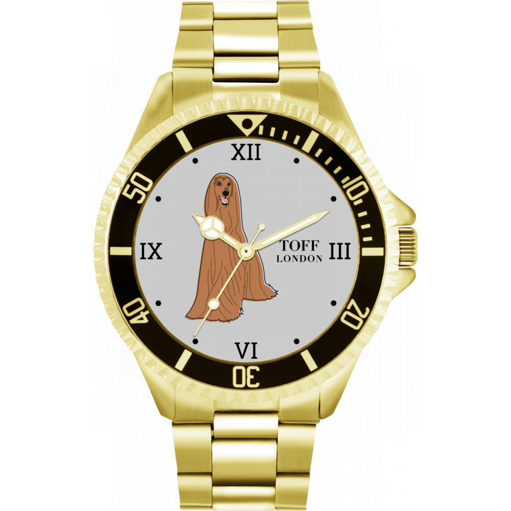 Mens Brown Afghan Hound Dog Watch