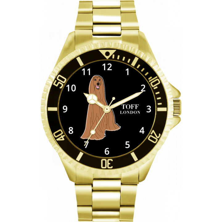 Mens Brown Afghan Hound Dog Watch