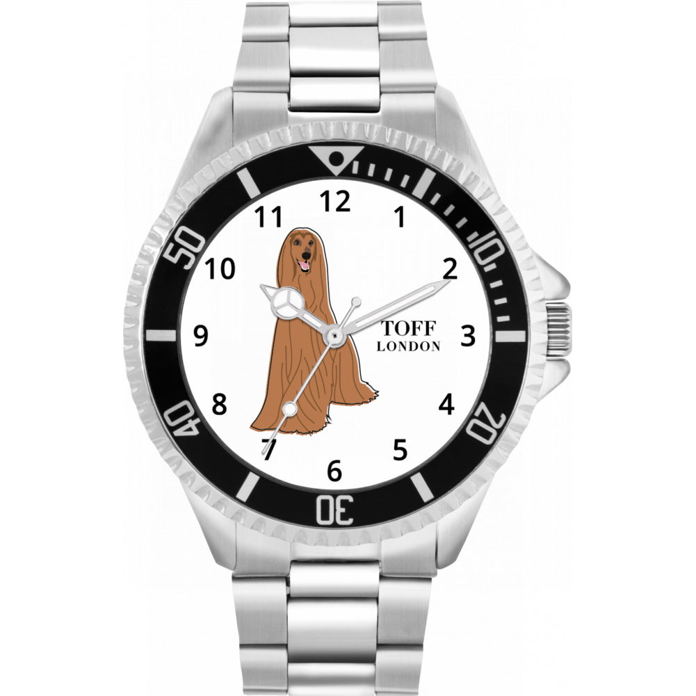 Mens Brown Afghan Hound Dog Watch