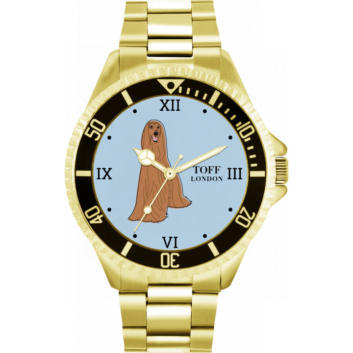 Mens Brown Afghan Hound Dog Watch