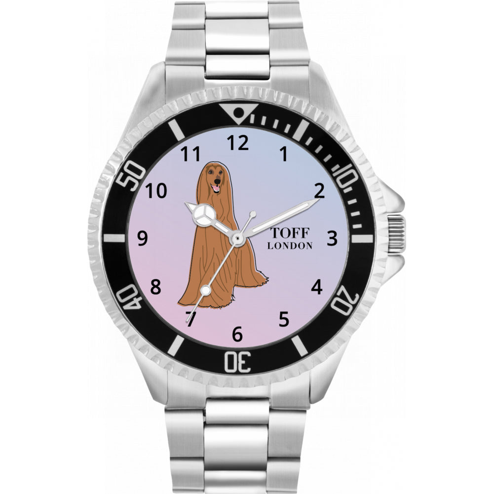 Mens Brown Afghan Hound Dog Watch