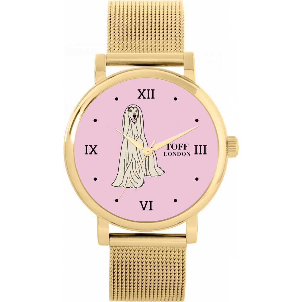 Ladies White Afghan Hound Dog Watch