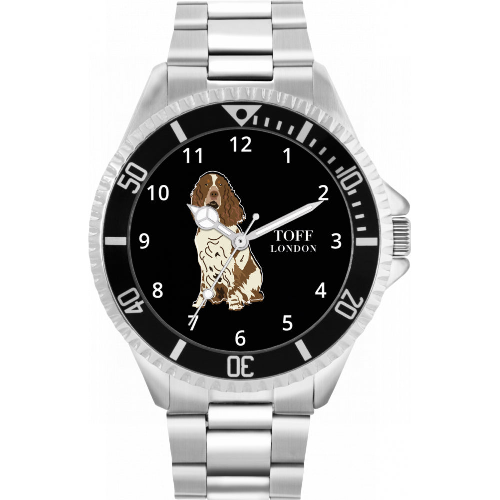Mens Brown And White Springer Spaniel Dog Watch