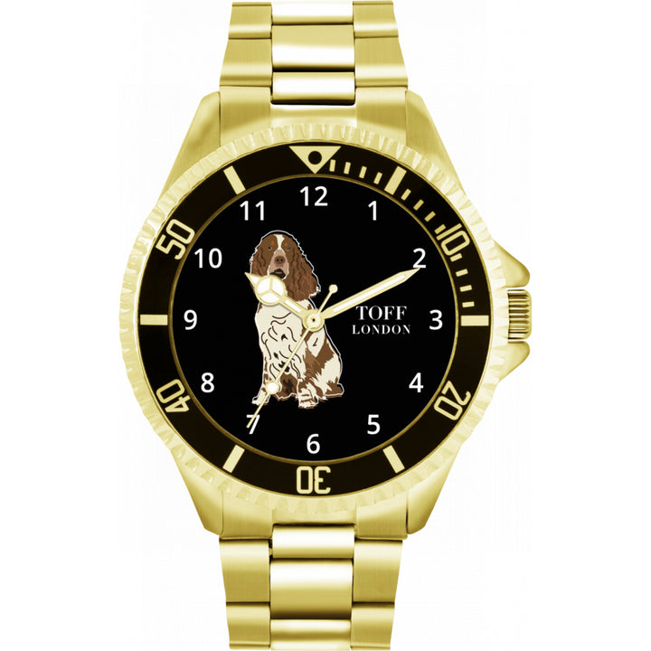 Mens Brown And White Springer Spaniel Dog Watch