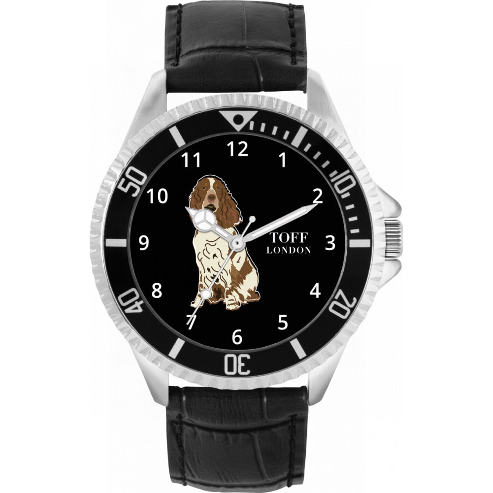 Mens Brown And White Springer Spaniel Dog Watch