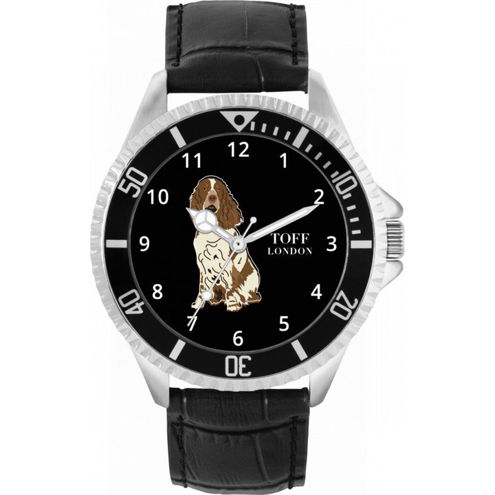Mens Brown And White Springer Spaniel Dog Watch