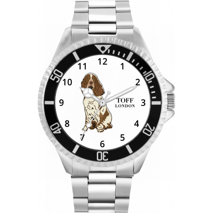 Mens Brown And White Springer Spaniel Dog Watch