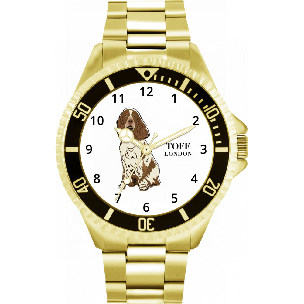 Mens Brown And White Springer Spaniel Dog Watch