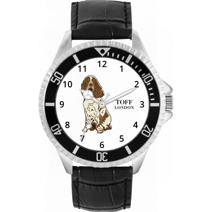 Mens Brown And White Springer Spaniel Dog Watch