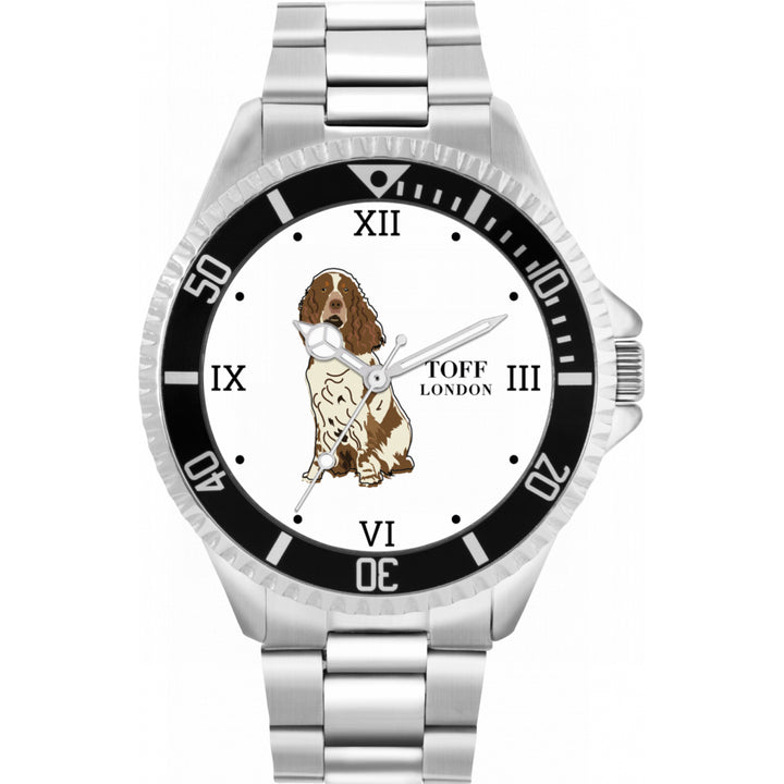 Mens Brown And White Springer Spaniel Dog Watch
