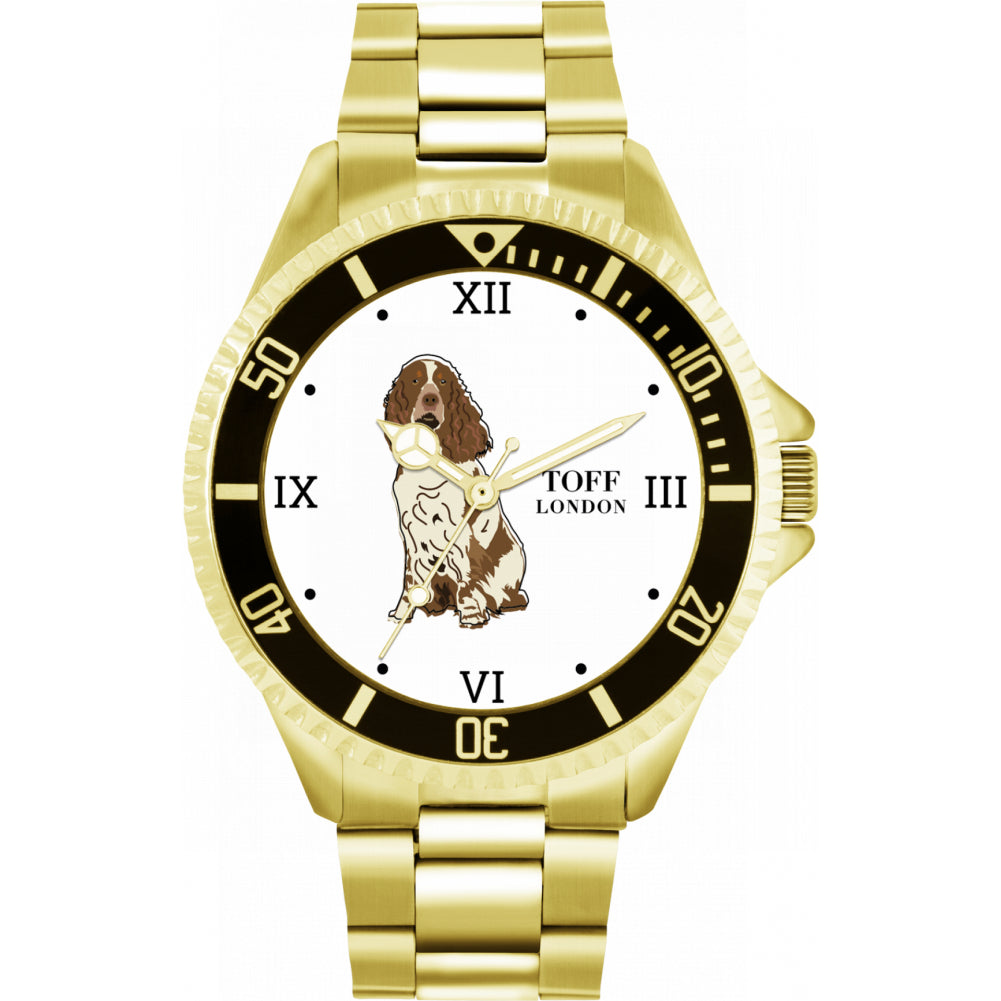 Mens Brown And White Springer Spaniel Dog Watch