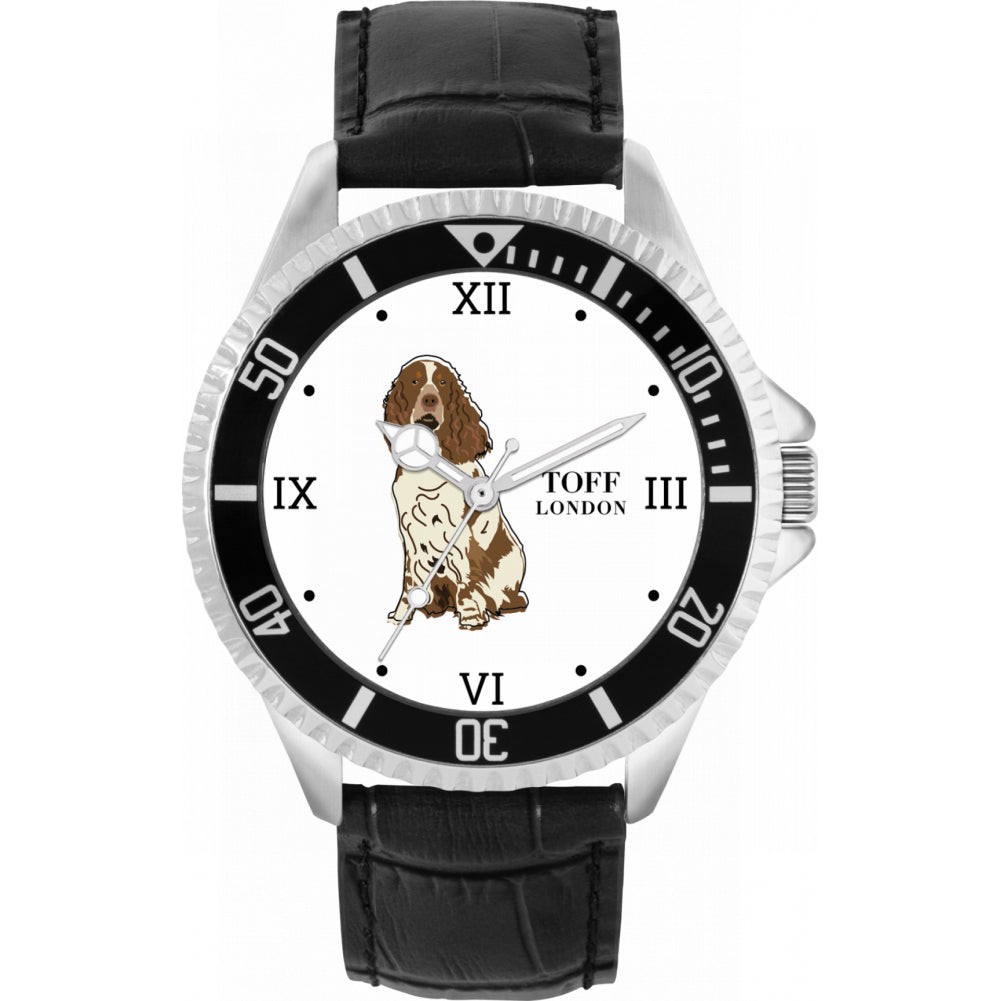 Mens Brown And White Springer Spaniel Dog Watch
