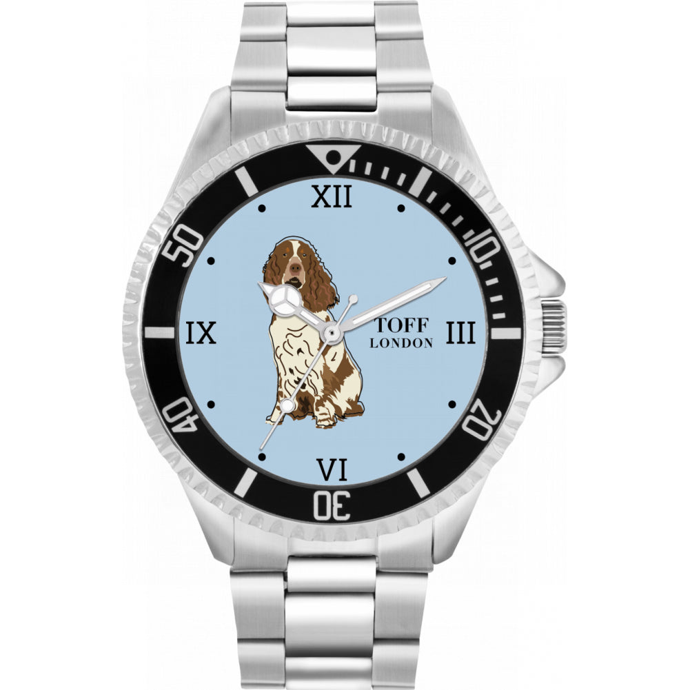 Mens Brown And White Springer Spaniel Dog Watch