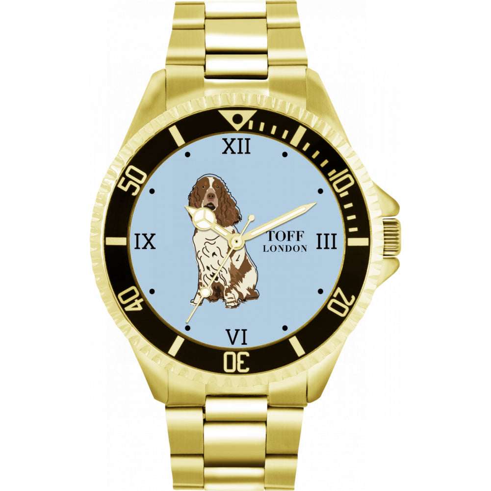 Mens Brown And White Springer Spaniel Dog Watch