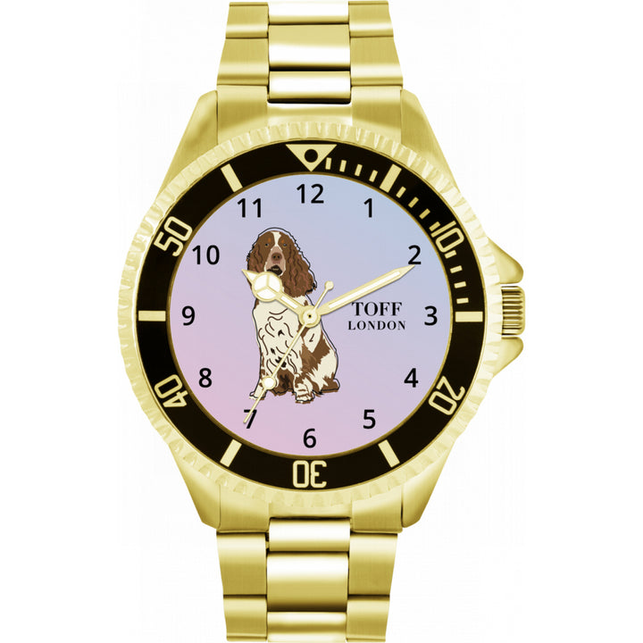 Mens Brown And White Springer Spaniel Dog Watch