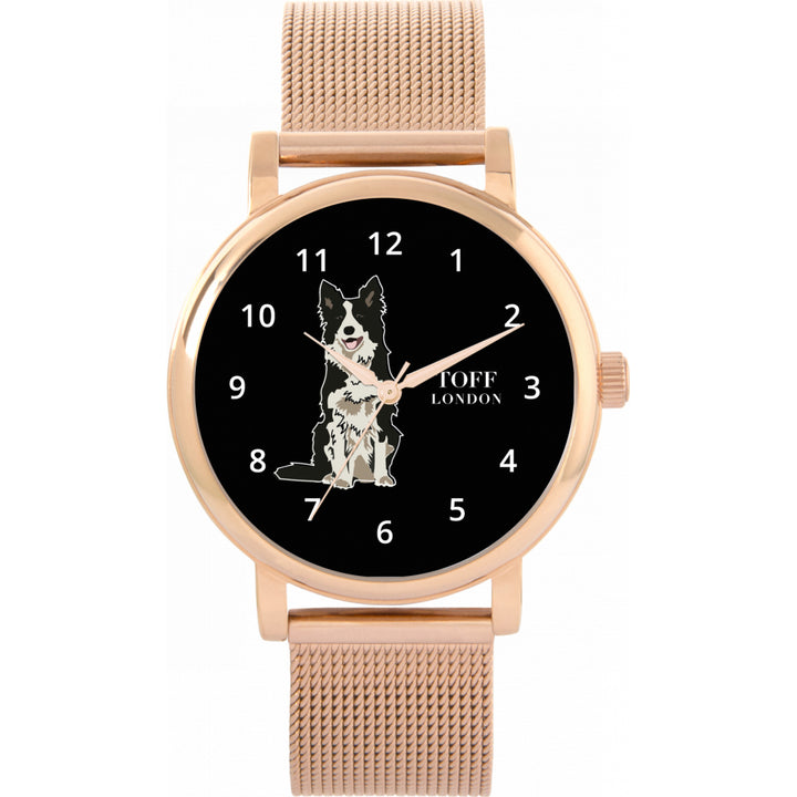 Ladies Black And White Border Collie Dog Watch