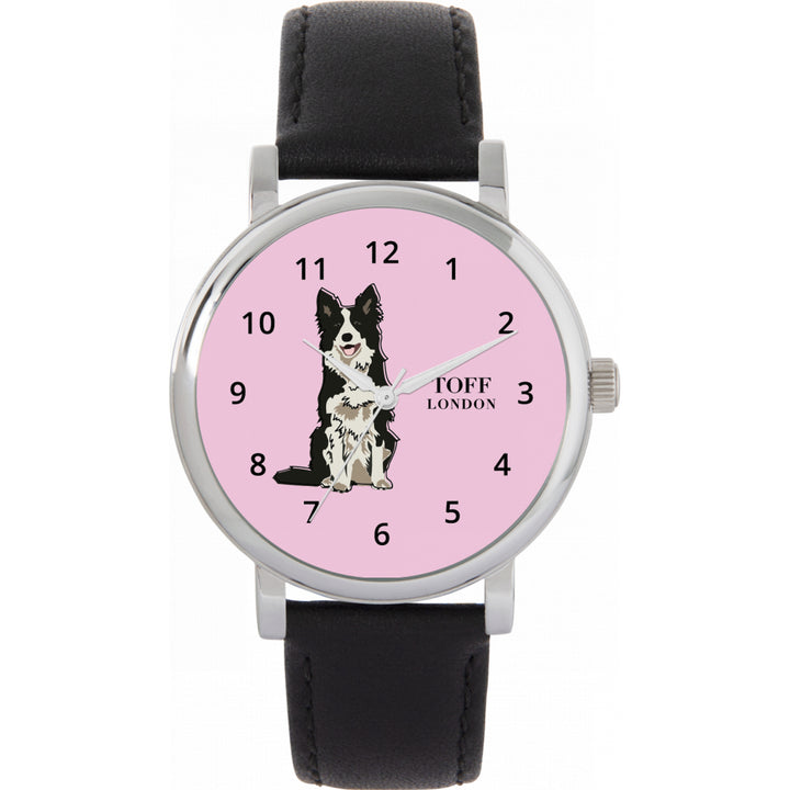 Ladies Black And White Border Collie Dog Watch