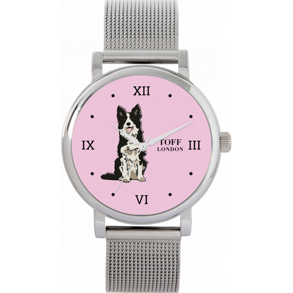 Ladies Black And White Border Collie Dog Watch