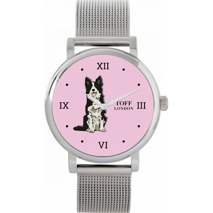 Ladies Black And White Border Collie Dog Watch