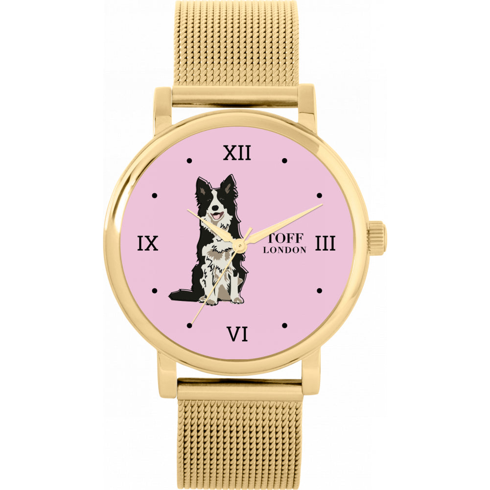 Ladies Black And White Border Collie Dog Watch