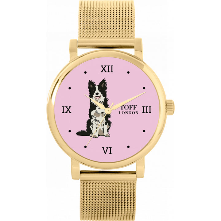 Ladies Black And White Border Collie Dog Watch