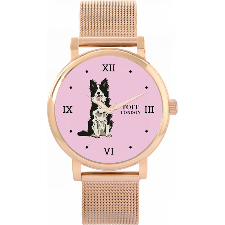 Ladies Black And White Border Collie Dog Watch