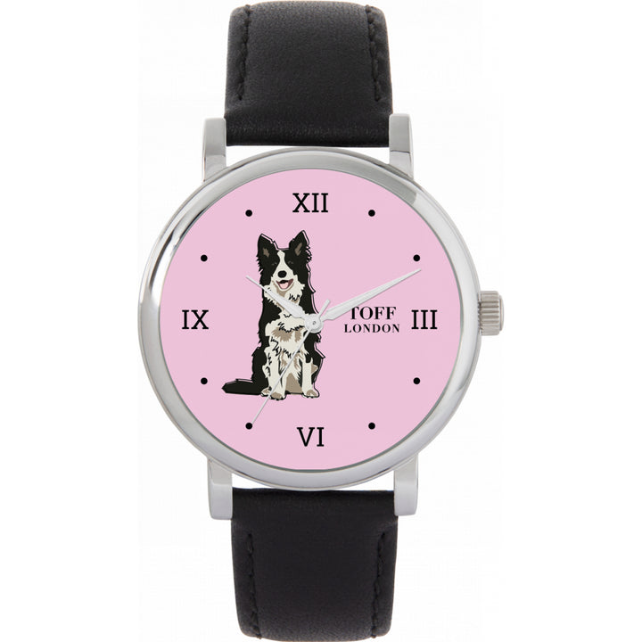 Ladies Black And White Border Collie Dog Watch