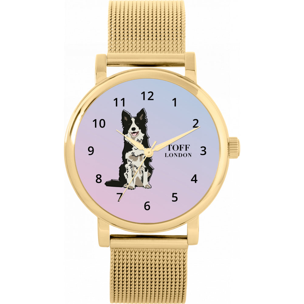 Ladies Black And White Border Collie Dog Watch