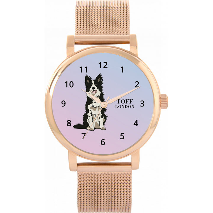 Ladies Black And White Border Collie Dog Watch