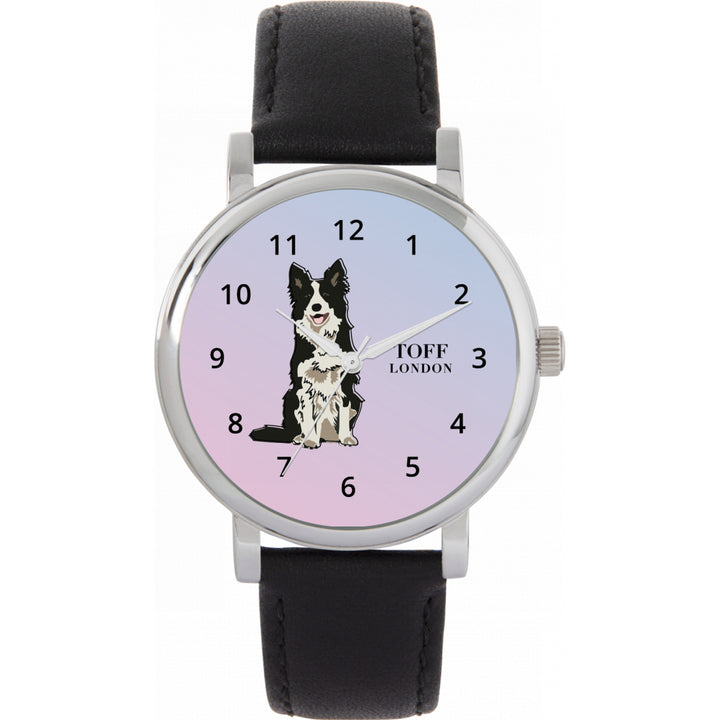 Ladies Black And White Border Collie Dog Watch