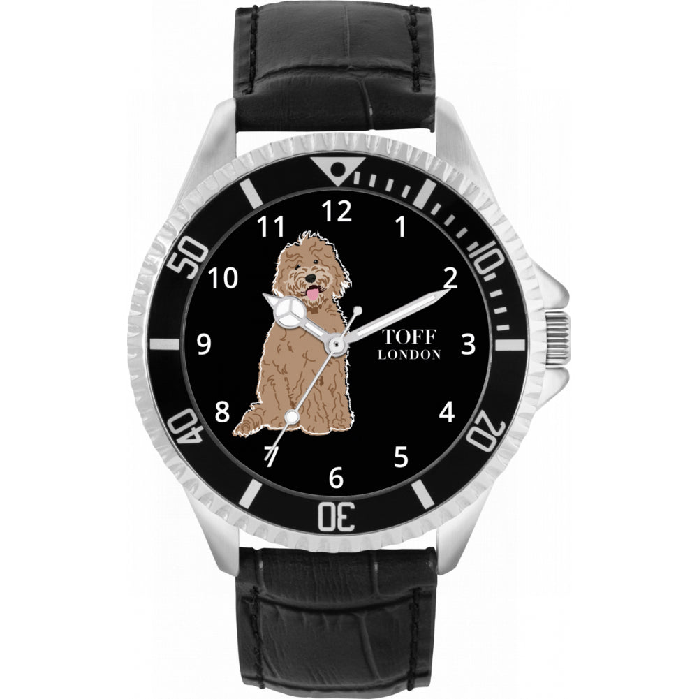 Mens Brown Labradoodle Dog Watch